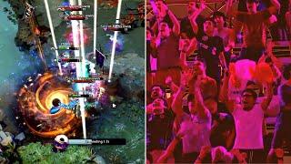 dota 2 plays but the crowd reaction increasingly gets louder
