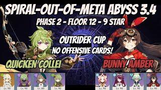 Spiral Abyss 3.4 - Quicken Collei  Bunny Amber - Floor 12 9-star Run - Outrider Cup Low Cost Entry