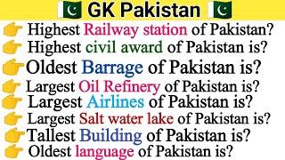 Coolest Hottest Longest Smallest questions in GK PakistanGk Pakistan McqsPak studyHub of iQ Gk