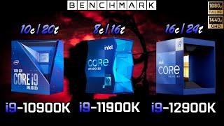 Intel i9 10900k vs i9 11900K vs i9 12900K  Benchmark  Test in 8 Games