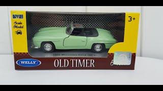 Mercedes Benz 190 SL  1955 year green color Welly Old Timer diecast 143 Unboxing