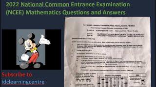 2022 National Common Entrance Examination NCEE Mathematics Questions and Answers