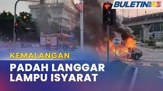 KEMALANGAN  Kereta Terbabit Kemalangan Lalu Terbakar