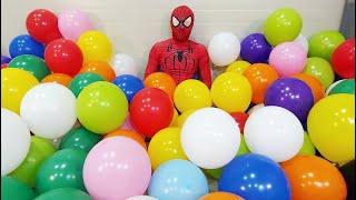 Spider Man Popping Balloons & Trick Shots