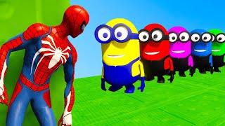 GTA-5 Epic Ragdoll RED SPIDERMAN VS RED MINION VS GREEN MINION Funny Fails Jump #shorts  #gta5