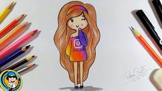 Como desenhar Bonequinha TUMBLR do INSTAGRAM - passo a passo