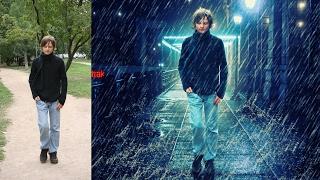 rain effect and change background  photoshop manipulation  tutorial