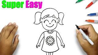 How to draw a girl easy  Simple Drawing