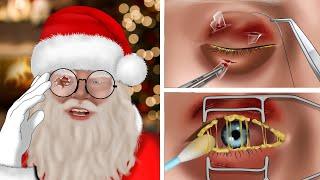 ASMR animation Remove glass shards from Santa Clauss eyes  WOW Brain Satisfyingvideo