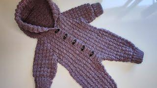 Crochet #69 How to crochet a warm baby bodysuit  onesie  romper  Part 1