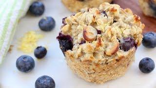 BAKED BLUEBERRY LEMON OATMEAL MUFFIN CUPS  easy healthy breakfast idea