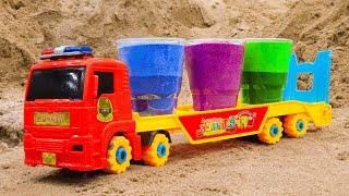 Loader Truck Transporting Rainbow Kinetic Sand Cup  Car Toy Stories