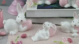 Tangchen-Easter Ceramic Cute Bunny Spring Home Decor