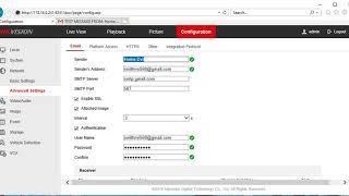 How to setup email notification on a Hikvision cctv dvr or nvr to send email alarms using gmail
