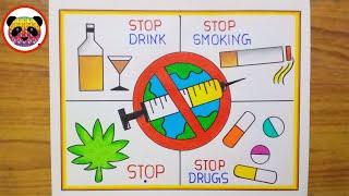 International Day Against Drug Abuse Poster Drawing  Anti Drugs Day Poster Say No To Drugs Drawing