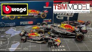 Bburago Vs MINI GT F1 REDBULL RB18 2022 143 and 164 Scale Diecast Model Side by Side Comparison