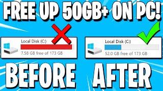 How to FREE Up Disk Space on Windows 10 8 or 7 ️ More than 50GB+