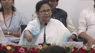 Honble Chief Minister Smt Mamata Banerjee addresses the media at the Opposition meeting in Patna