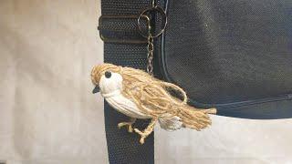 Keychain Pendant DIY jute bird. Make such a cool bird yourself. Its easy