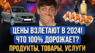 РОСТ ЦЕН В 2024 Какие продукты товары и услуги подорожают? Что сейчас покупать гражданам