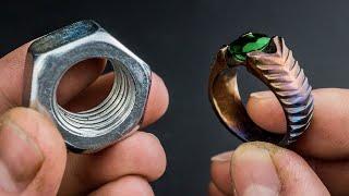 Turned a Hex Nut into BEAUTIFUL Ring- Using Only Hand Tools