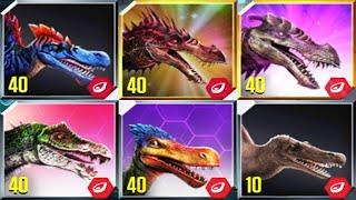 ALL SPINOSAURUS HYBRIDS - Jurassic World The Game