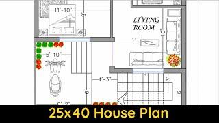 25x40 House Plan  3 Bed Room House Plan  1000 Sqft House Plan Ideas  DK 3D Home Design