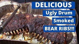 HOW TO MAKE BEAR RIBS How I smoke  BBQ them on the ugly drum smoker So Incredibly delicious