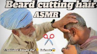 ASMR Fast hair cutting ️ Beard with barber is old Danger 