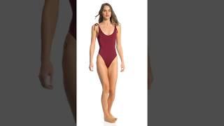 Indah Believe Solid Scoop Neck One Piece Swimsuit  SwimOutlet.com