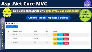 Unit of Work and Repository Pattern .Net Core  CRUD Operations in ASp.Net Core with Unit of work