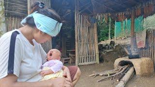 One afternoon of a single mother with her newborn child living in the forest