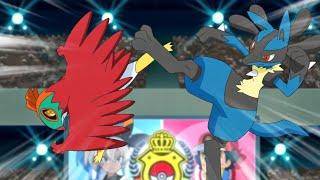 Lucario vs Hawlucha DUB - Ash vs Bea - Pokémon Journeys The Series