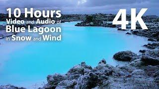 4K HDR 10 hours - Blue Lagoon in Snow with Wind audio - relaxing gentle calming