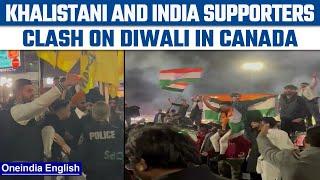 Indian and Khalistani supporter clash in Canada on Diwali video goes viral  Oneindia News *News