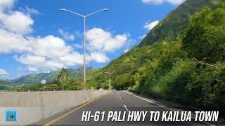 Hawaii Pali Highway 61 to Kailua Town  Hawaii Driving