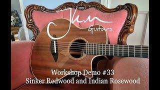 #33 Sinker Redwood and Indian Rosewood Fan Fret Acoustic Guitar Demo Empire 485 - JKM Guitars