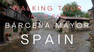 Medieval village walk in the rain  Bárcena Mayor  SPAIN Slow 4K