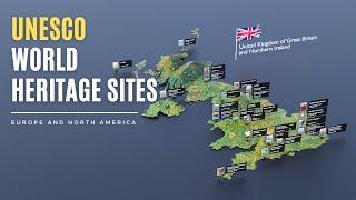 UNESCO World Heritage Sites on 3D Map  Europe and North America