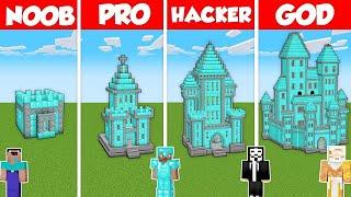 DIAMOND CASTLE HOUSE BUILD CHALLENGE - Minecraft Battle NOOB vs PRO vs HACKER vs GOD  Animation