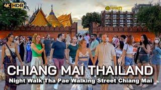  4K HDR  Night Walk in Chiang Mai Thailand  Tha Phae Sunday Walking Street 2023