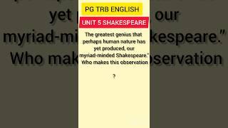 PG TRB ENGLISHUNIT 5 SHAKESPEARE #trb #pgtrb #ugtrb #trbupdates #pgtrbenglish#ugtrb#ugtrbenglish