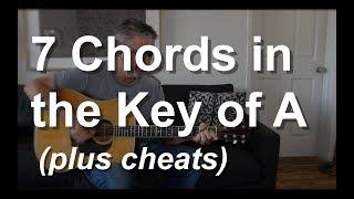 7 Chords in the Key of A with cheats  Tom Strahle  Easy Guitar  Basic Guitar