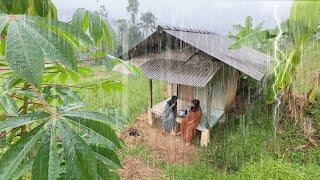 BETAH BANGET SUASANA HUJAN DERAS GEMURUH GUNTUR DI PEDESAAN DEKAT PESAWAHAN KAMPUNG PALING INDAH