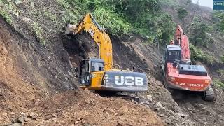 Excavators Showdown NEW Mountain Road Excavation-Beautiful Foggy Day