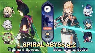C2 Tighnari Spread & C0 Furina Jean  Spiral Abyss 4.2 Floor 12 - 9 Stars  Genshin Impact 4.2