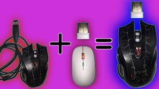 DIY Kablolu eski mouseu kablosuz yapma...How to make a wired old mouse to wireless with recycle