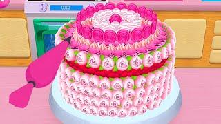 Fun 3D Cake Cooking Game- My Bakery Empire Color Decorate Serve Cakes - Pink Flower Cake