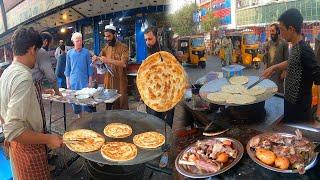 Breakfast in Kabul Afghanistan  Traditional street food  Rush Dumpukht  Morning Milk  parata