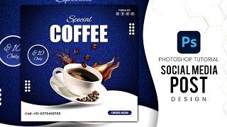 Coffee Creative Social Media Post Design  Photoshop Tutorial 2023